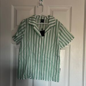 Green Striped Men's Shirt